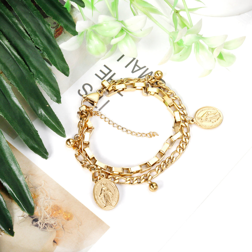 Damen Armband mit Anhänger aus hochwertigem Edelstahl und rosé vergoldetem Design Shop Nory