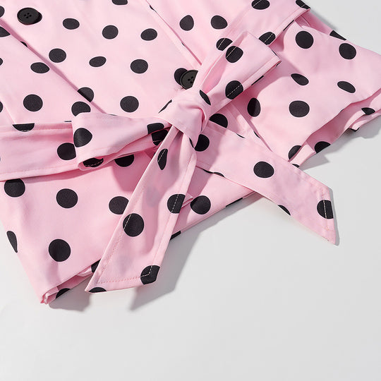 Damen Kurztrenchjacke im Polka‑Dot‑Muster, doppelreihig mit Taillengürtel Shop Nory