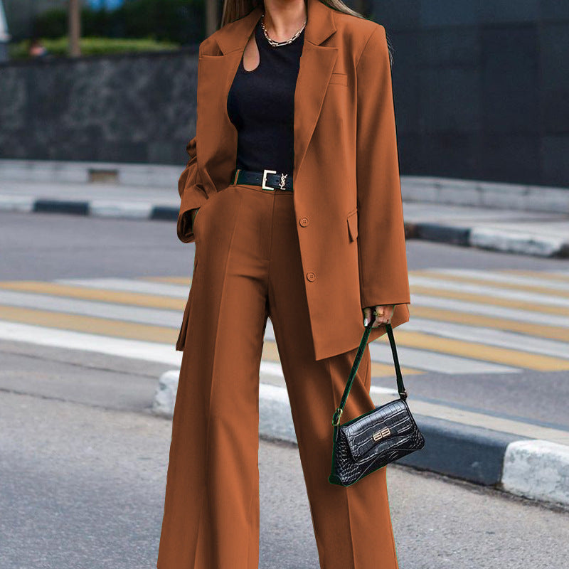 Damen Oversized Blazer und Weite Hose Kombination Shopnory
