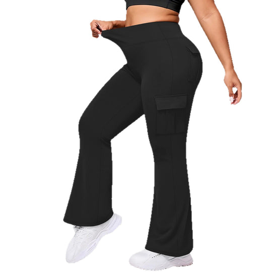 Damen High-Waist Cargo-Yoga-Flarehose mit Seitentaschen Shopy Nory