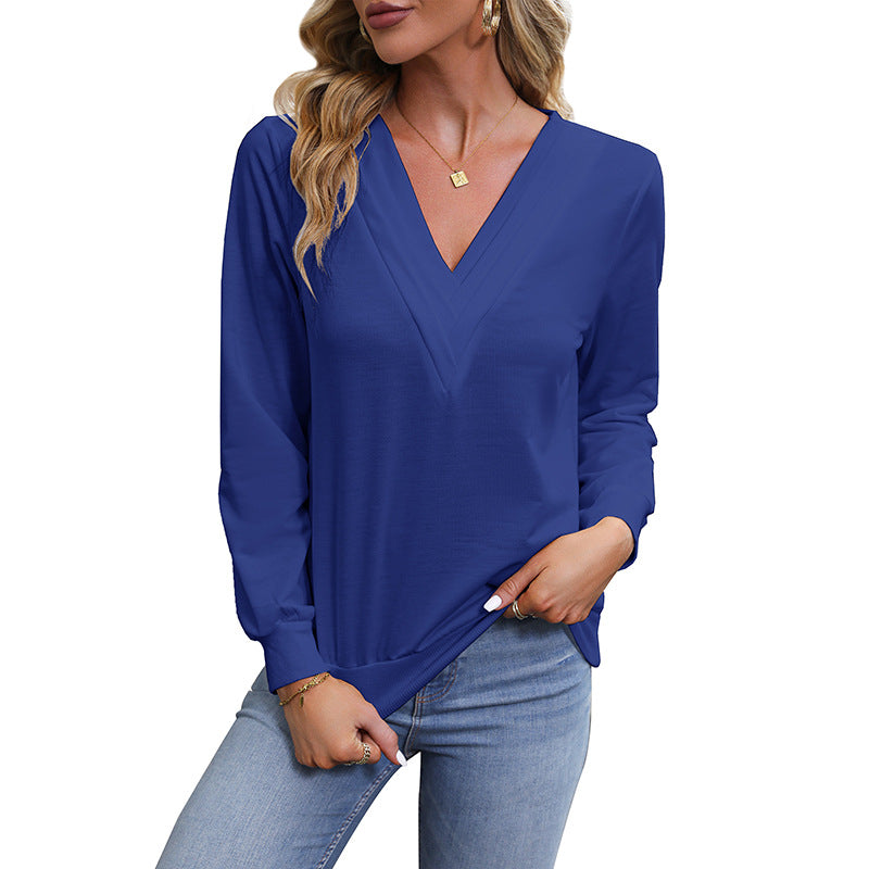 Damen V‑Ausschnitt Longsleeve aus feinem Stretch‑Viskosejersey mit taillierter Schnittführung Shop Nory