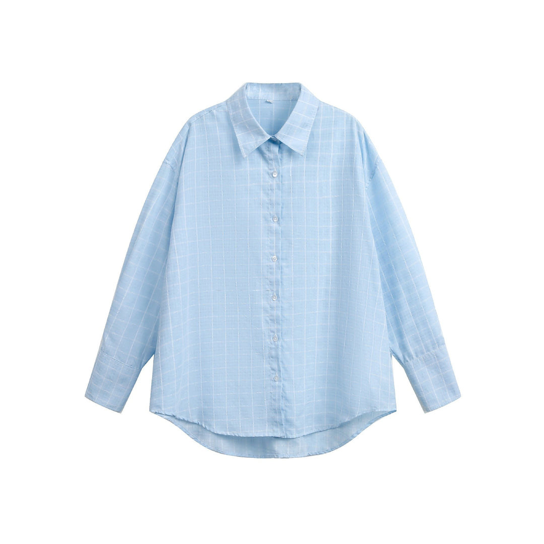 Damen Oversize-Bluse mit feinem Karomuster, Drop-Shoulder und verlängerter Rückenpartie Shop Nory