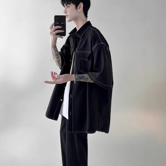 Herren Modisches Oversized Kurzarm-Hemd Shop Nory