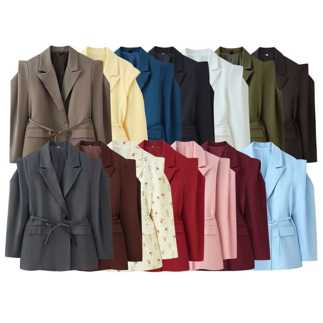 Damen Blazer mit Schulter-Cutouts, Taillengürtel und Ein-Knopf-Verschluss Shop Nory
