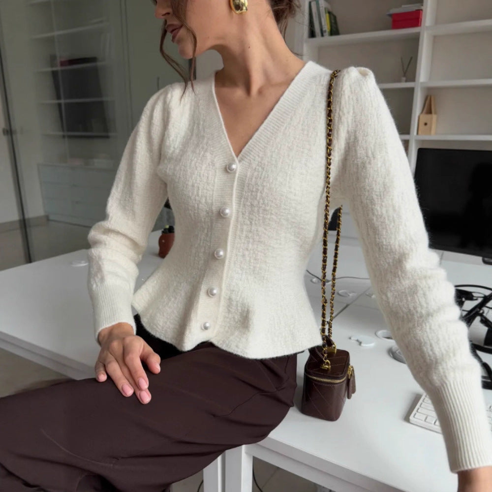 Damen Eleganter Strickcardigan mit hochgeschlossenem Kragen Shop Nory