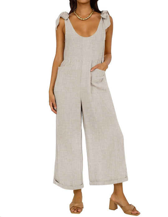 Damen Lässiger Jumpsuit mit verstellbaren Trägern und weitem Bein