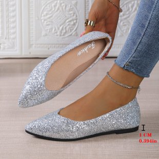 Damen Ballerinas mit funkelndem Glitzerdesign und elegantem spitzem Schnitt Shopnory