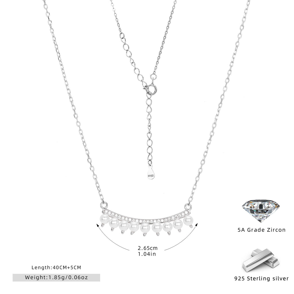 Damen Halskette mit feinem Zirkonschmuck und Perlenakzenten Shop Nory