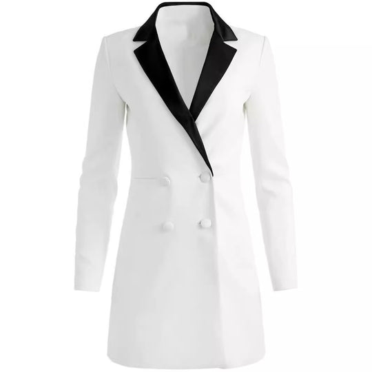Damen Zweireihiges Blazerkleid-Minikleid mit Kontrast-Schalkragen Shop Nory