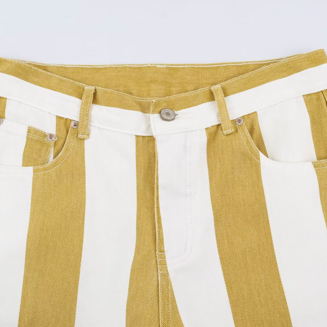 Damen Gestreifte Highwaist Fünf-Taschen-Hose mit geradem Bein Shop Nory