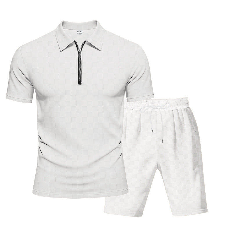 Herren sportliches Kurzarm-Oberteil mit Zipper und bequemen Shorts Shopnory