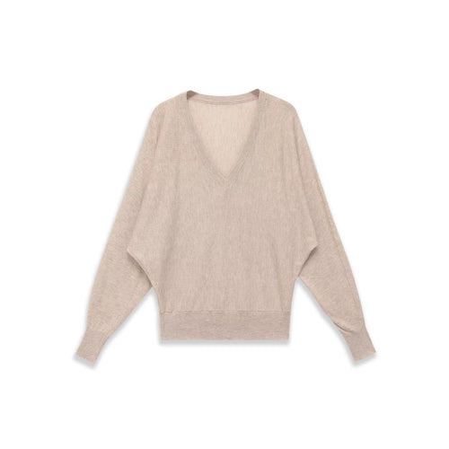 Damen Oversized V-Ausschnitt Feinstrickpullover mit Fledermausärmeln Shop Nory