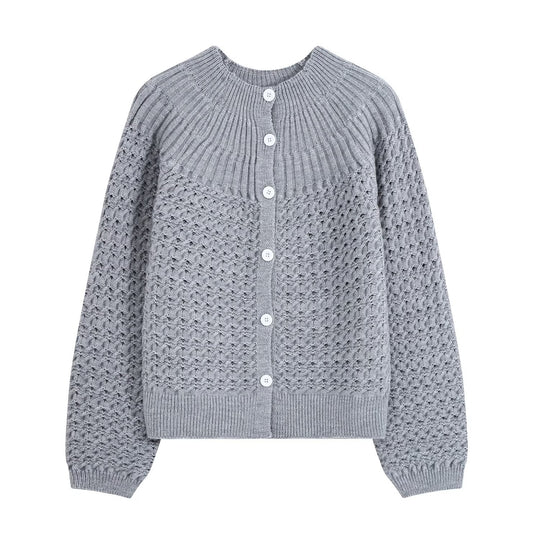 Damen Struktur-Strickjacke mit Rundpasse, texturierter Maschenoptik und Knopfleiste Shop Nory