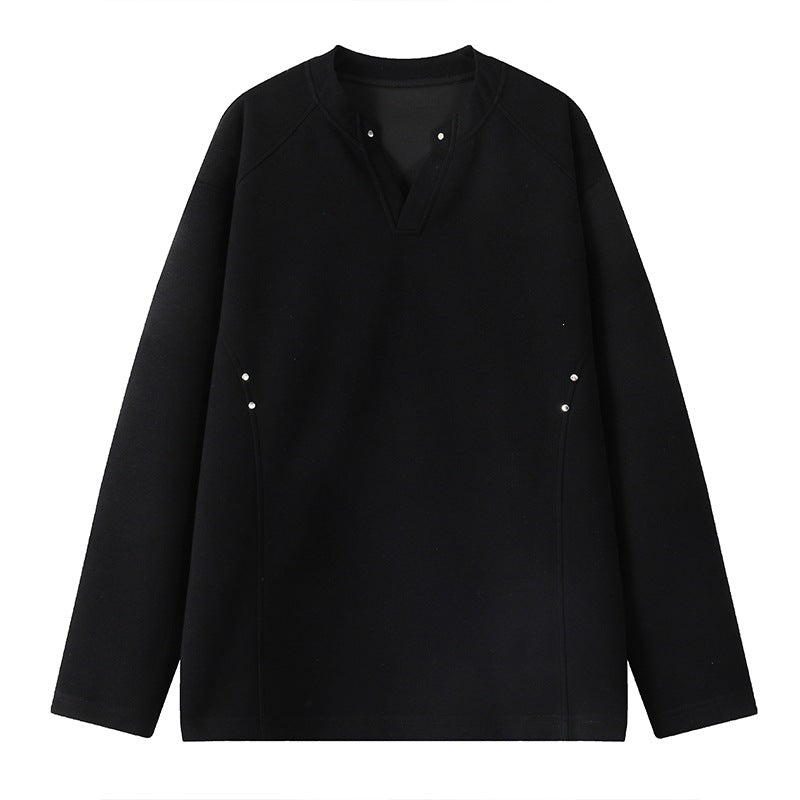 Herren Oversize-Sweatshirt mit V‑Schlitz, Raglanärmeln und Nieten-Details Shop Nory