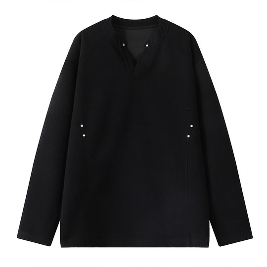 Herren Oversize-Sweatshirt mit V‑Schlitz, Raglanärmeln und Nieten-Details Shop Nory