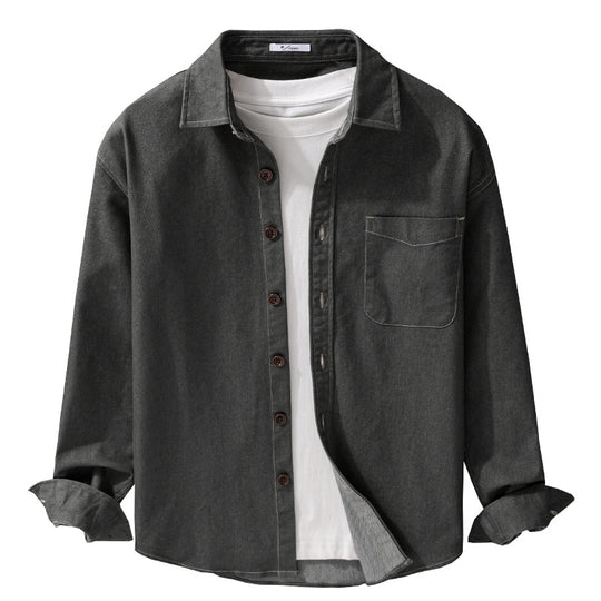 Herren Denim-Overshirt mit aufgesetzter Brusttasche und Kontrastnähten Shop Nory