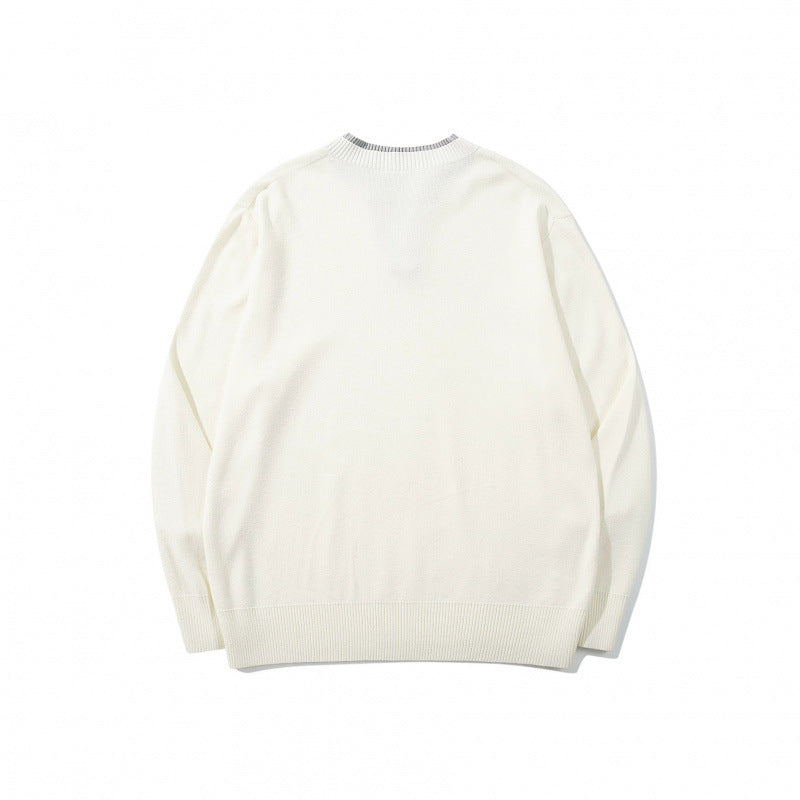 Unisex Strickpullover mit Henley-Knopfleiste, Kontrastkragen und Boxy‑Schnitt Shop Nory