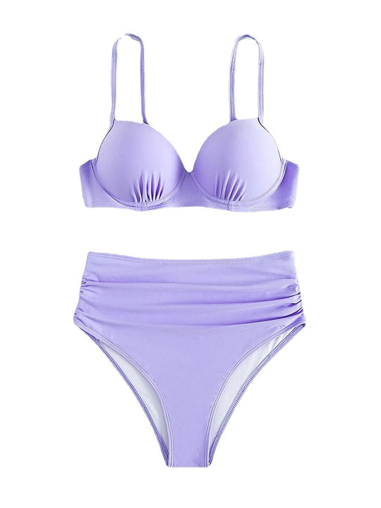 Damen Hochgeschnittener Bikini mit gepolstertem Oberteil und verstellbaren Trägern