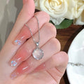 Damen Kette mit hochwertigem, rundem Anhänger aus klarem Kristall Shop Nory