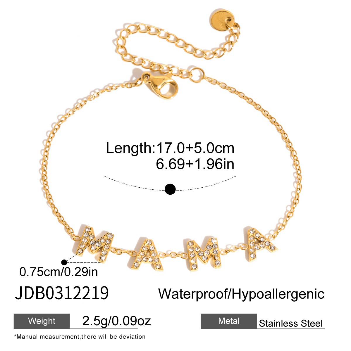 Damen Armband mit personalisiertem "Mama"-Schriftzug aus hypoallergenem Edelstahl Shop Nory