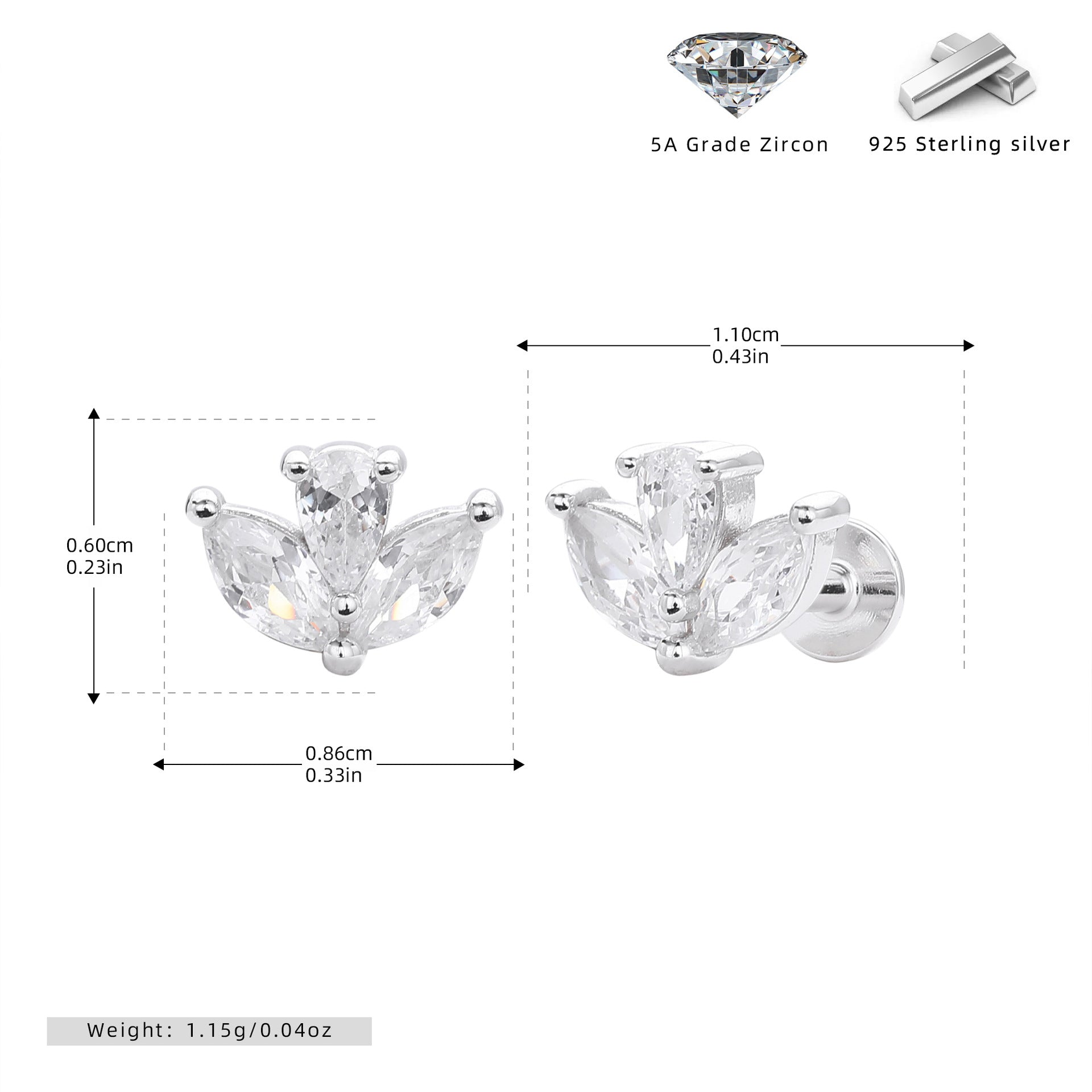 Damen Ohrstecker mit funkelndem Zirkon in elegantem Blumenmotiv Shop Nory