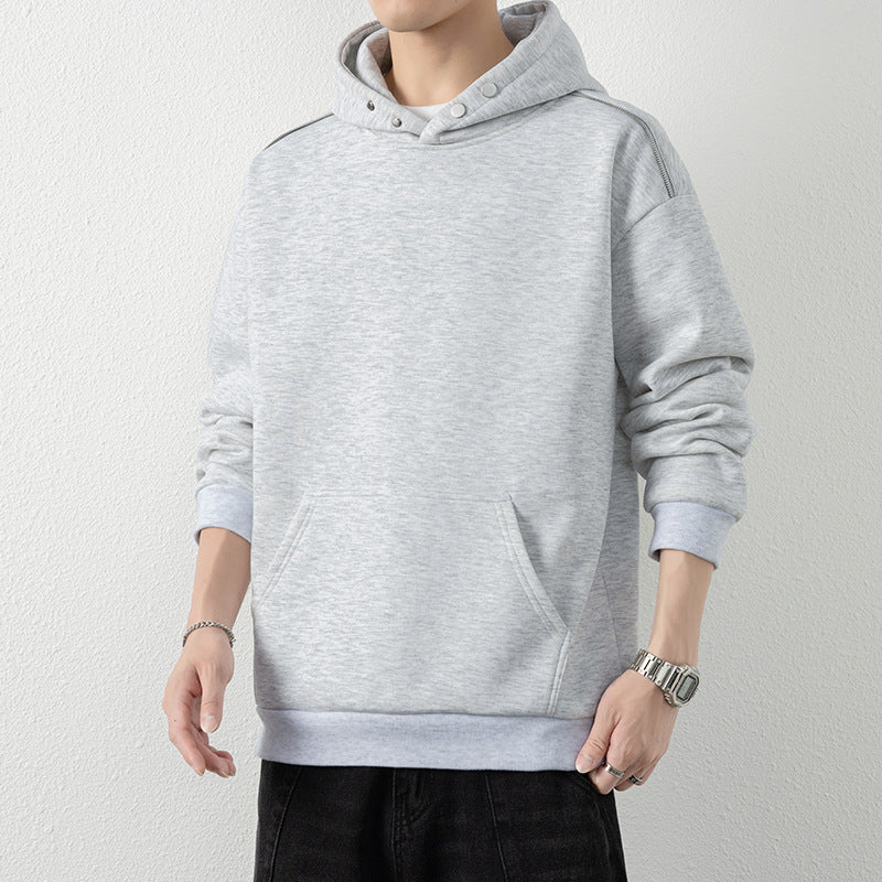 Herren Oversize-Kapuzenpullover mit Kängurutasche & Druckknopf-Hals Shop Nory