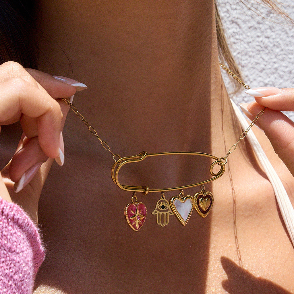 Damen Halskette mit charmanten Anhängern und verstellbarer Länge Shop Nory