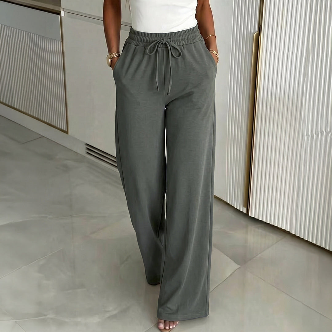 Damen nan weite High‑Waist Leinenhose mit elastischem Tunnelzugbund und Seitentaschen Shop Nory