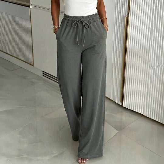 Damen nan weite High‑Waist Leinenhose mit elastischem Tunnelzugbund und Seitentaschen Shop Nory