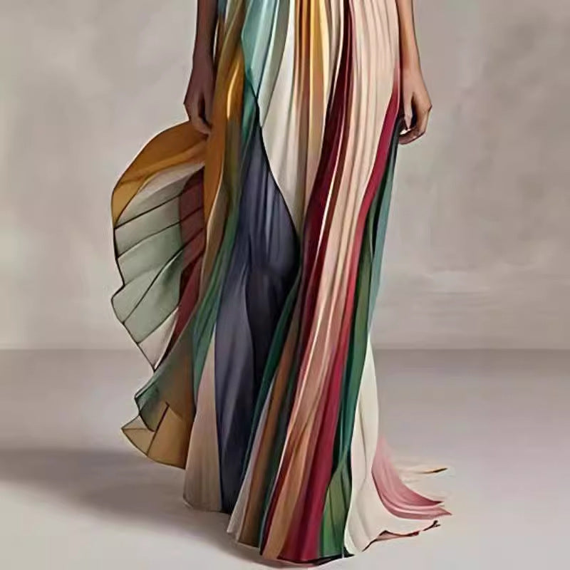 Damen Maxikleid mit Schwingenden Falten und Elegantem Bandeau-Ausschnitt