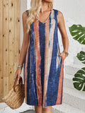 Damen Ärmeloses Strandkleid mit modischem V-Ausschnitt und praktischen Taschen