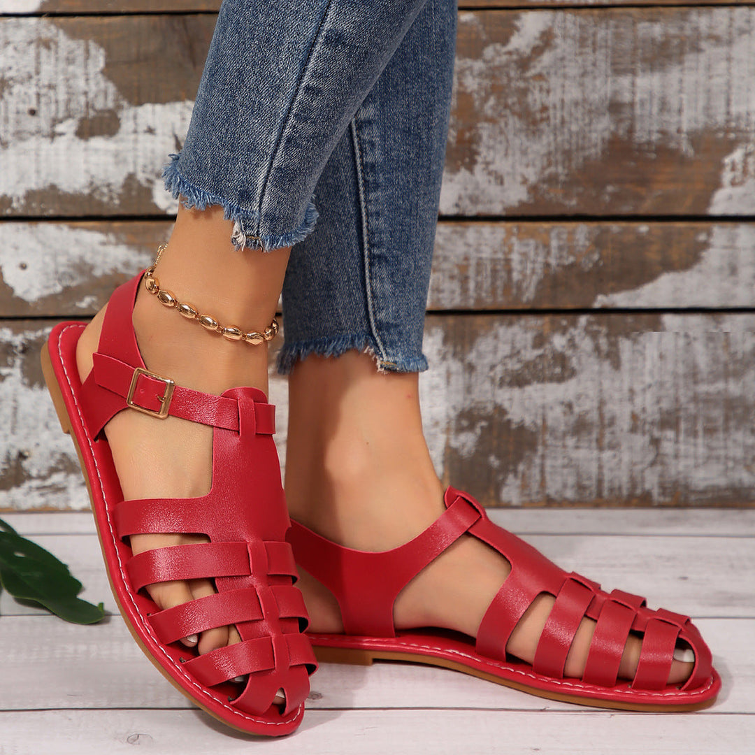Damen komfortable Riemchen-Sandalen mit verstellbarem Fußbett und eleganter Schnallenverzierung