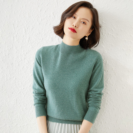 Damen Luxuriöser Kaschmir-Feinstrickpullover mit Stehkragen Shop Nory