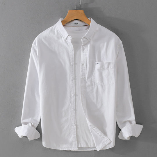 Herren klassisches Button-Down Oxfordhemd aus Baumwolle mit Kentkragen lockerer Schnitt und Brusttasche Shop Nory