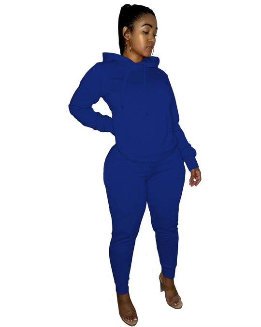 Damen nan tailliertes Hoodie- und Jogginghose-Set mit Kängurutasche, hohem Komfortbund und gerippten Knöchelbündchen Shop Nory