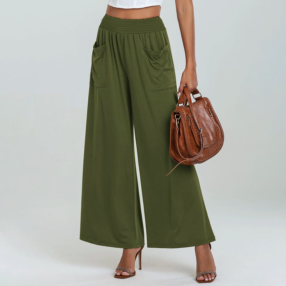 Damen Weite, luftige Palazzo-Hose mit elastischem Bund und praktischen Taschen