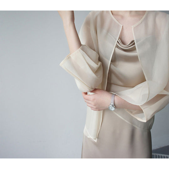 Damen Elegante Chiffonjacke mit weit ausgestellten Ärmeln Shop Nory