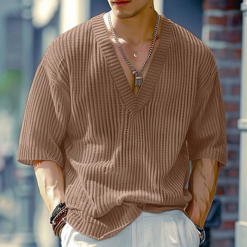 Damen V-Ausschnitt Oversize-Shirt aus strukturiertem Baumwollmaterial
