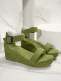 Damen Keil-Sandalen mit verstellbarem Riemen und rutschfester Sohle