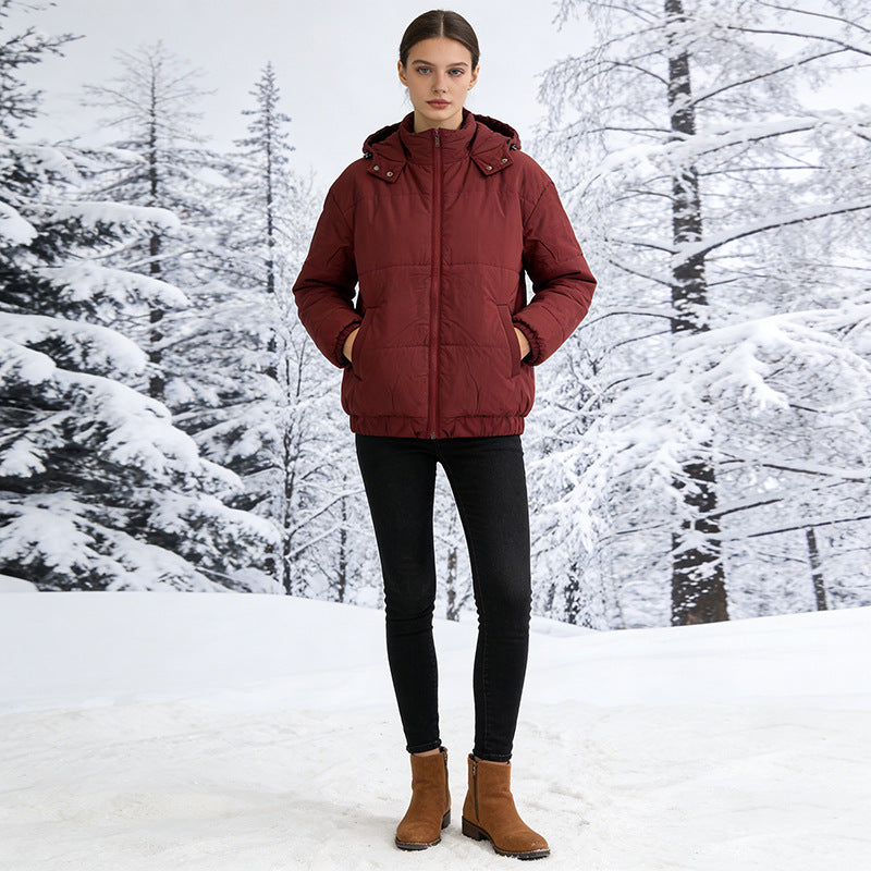 Damen Wattierte Steppjacke mit Volumenkapuze, elastischem Saum und verstellbarer Taille Shop Nory