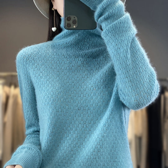 Damen Weicher Feinstrick‑Mockneckpullover mit flauschiger Mohair‑Optik, zarter Wabenstruktur und legerer Oversize‑Passform Shop Nory