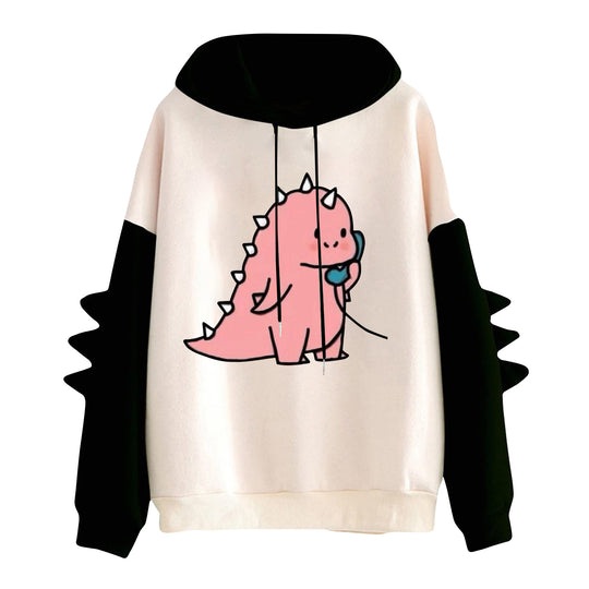 Damen nan Kapuzenpullover mit niedlichem Frosch-Motiv, Kängurutasche und volumigen Ärmelapplikationen Shop Nory