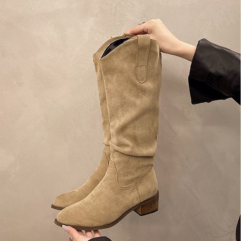 Damen Hohe Wildleder-Stiefel mit elegantem Design
