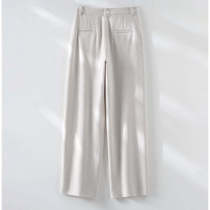 Damen Elegante High‑Waist Palazzo-Stoffhose mit Bügelfalte und dekorativer Mittelnaht Shop Nory