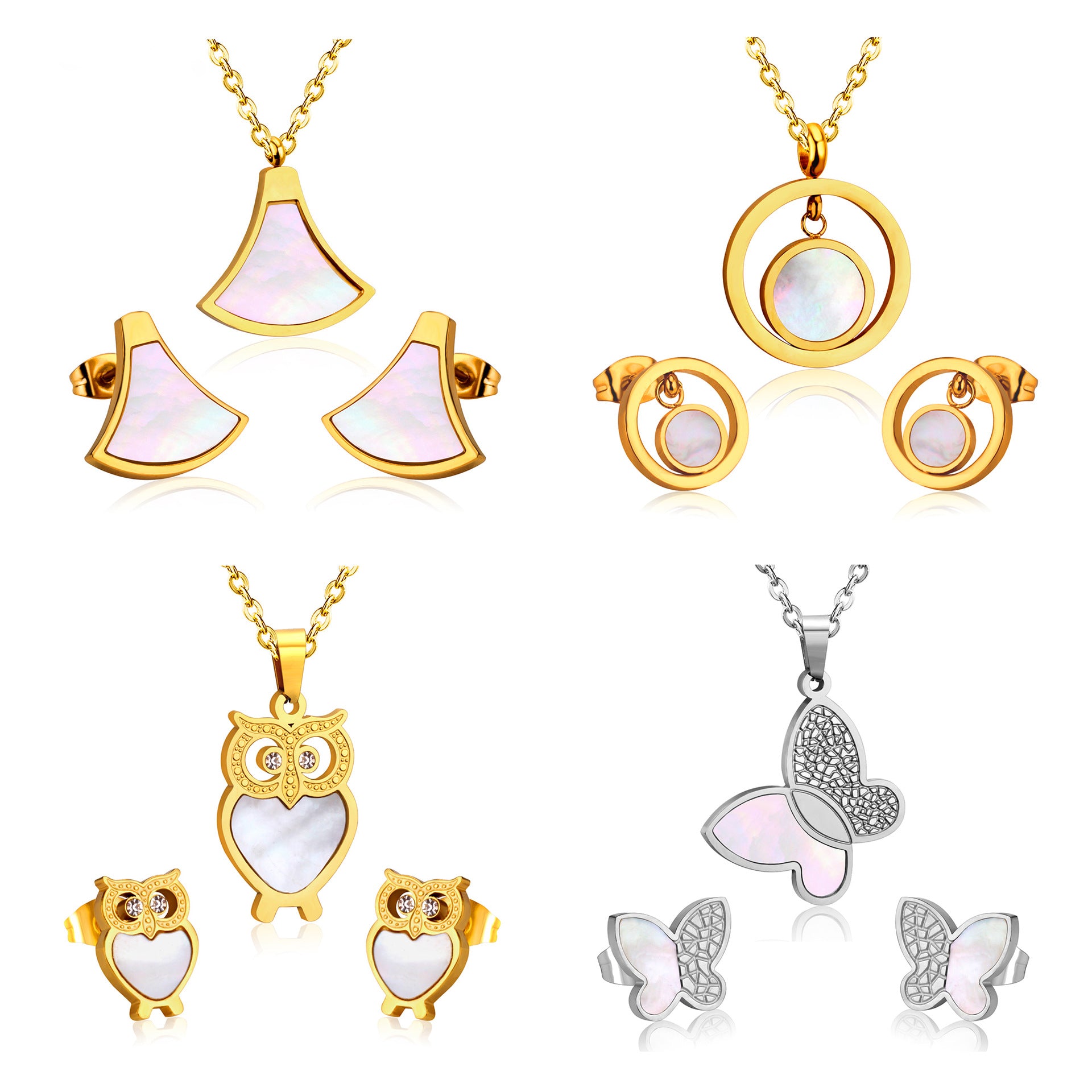 Damen Schmuckset mit goldenem, glänzendem Anhänger und funkelnden Zirkonia Shop Nory