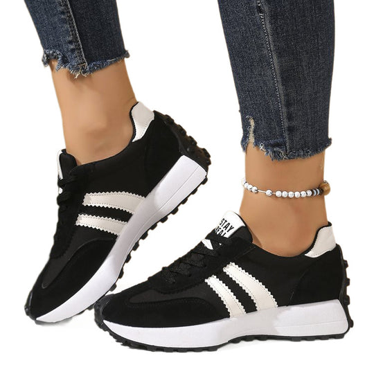 Damen Plateau-Laufsneaker mit Wildlederoptik und Leo-Akzenten Shop Nory