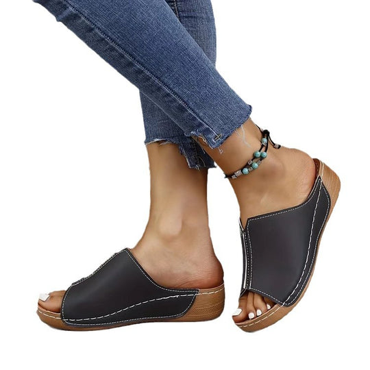 Damen Offene Komfort‑Mules mit gepolstertem Fußbett und Korkoptik‑Plateau Shop Nory