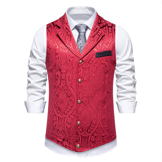Herren Paisley-Jacquard Weste mit Schalkragen, tailliertem Schnitt und Zierknöpfen Shop Nory