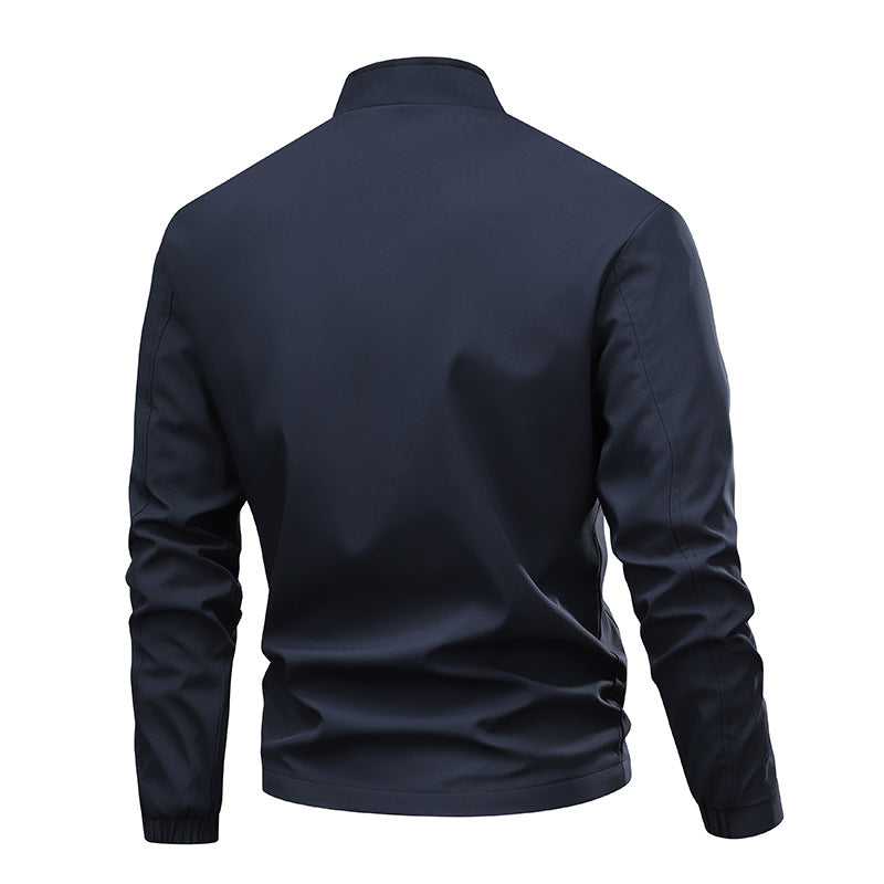 Herren Minimalistische Softshell-Bomberjacke mit Stehkragen, elastischen Bündchen & durchgehendem Reißverschluss Shop Nory