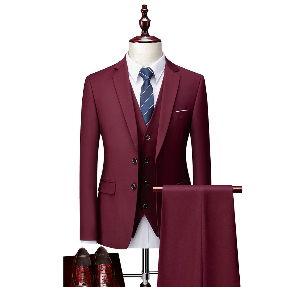 Herren Dreiteiliger Business-Anzug mit tailliertem Schnitt, Weste und klassischem Revers Shop Nory